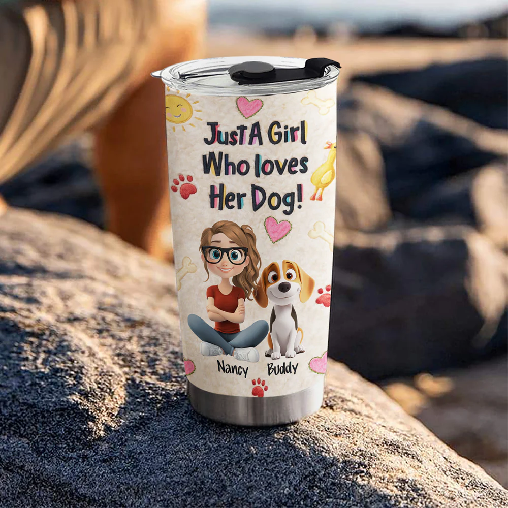 Just A Girl And Stuffy Dogs - Personalized Custom 3D Effect Tumbler - Image 3