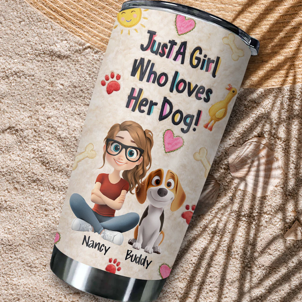 Just A Girl And Stuffy Dogs - Personalized Custom 3D Effect Tumbler - Image 5