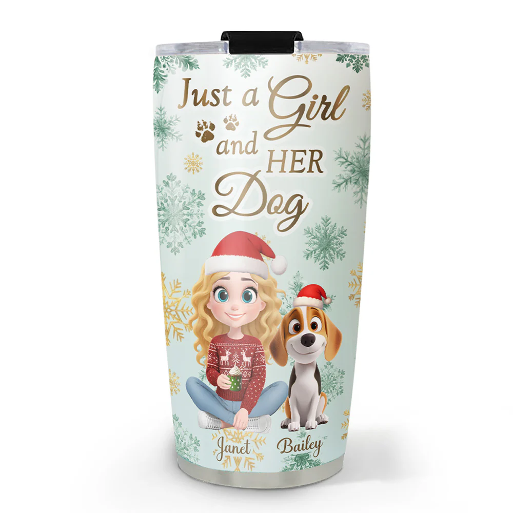 Just A Girl Christmas Cartoon - Personalized Custom Tumbler