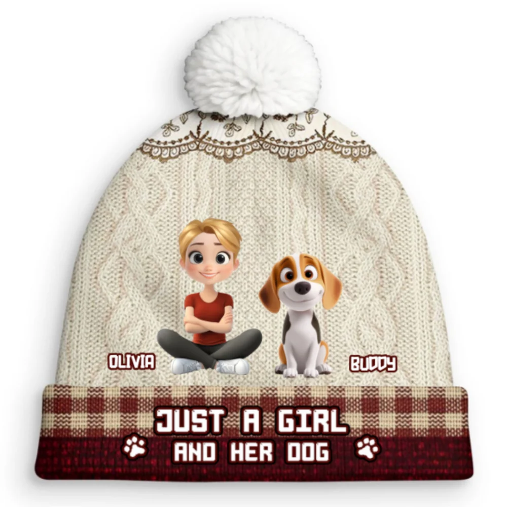 Just A Girl - Personalized Custom Bobble Beanie Hat - Image 10
