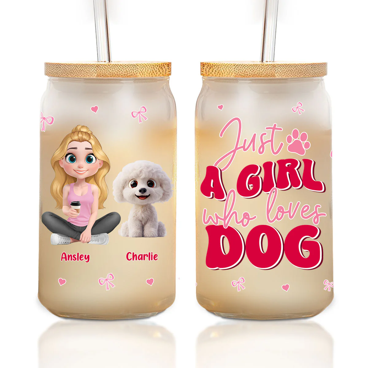 Just A Girl - Personalized Custom Glass Can