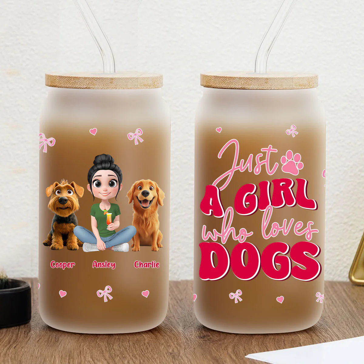 Just A Girl - Personalized Custom Glass Can - Image 2