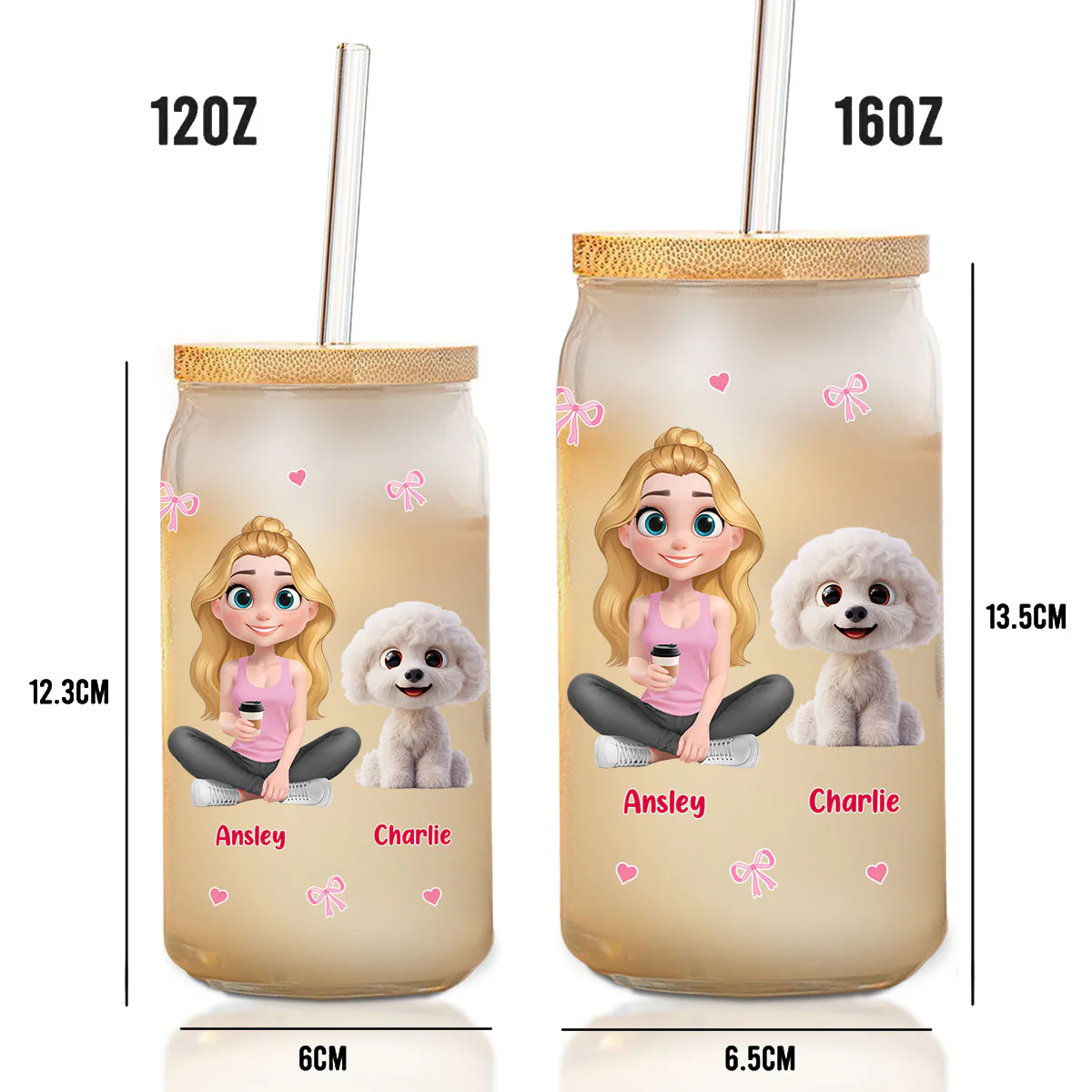 Just A Girl - Personalized Custom Glass Can - Image 4