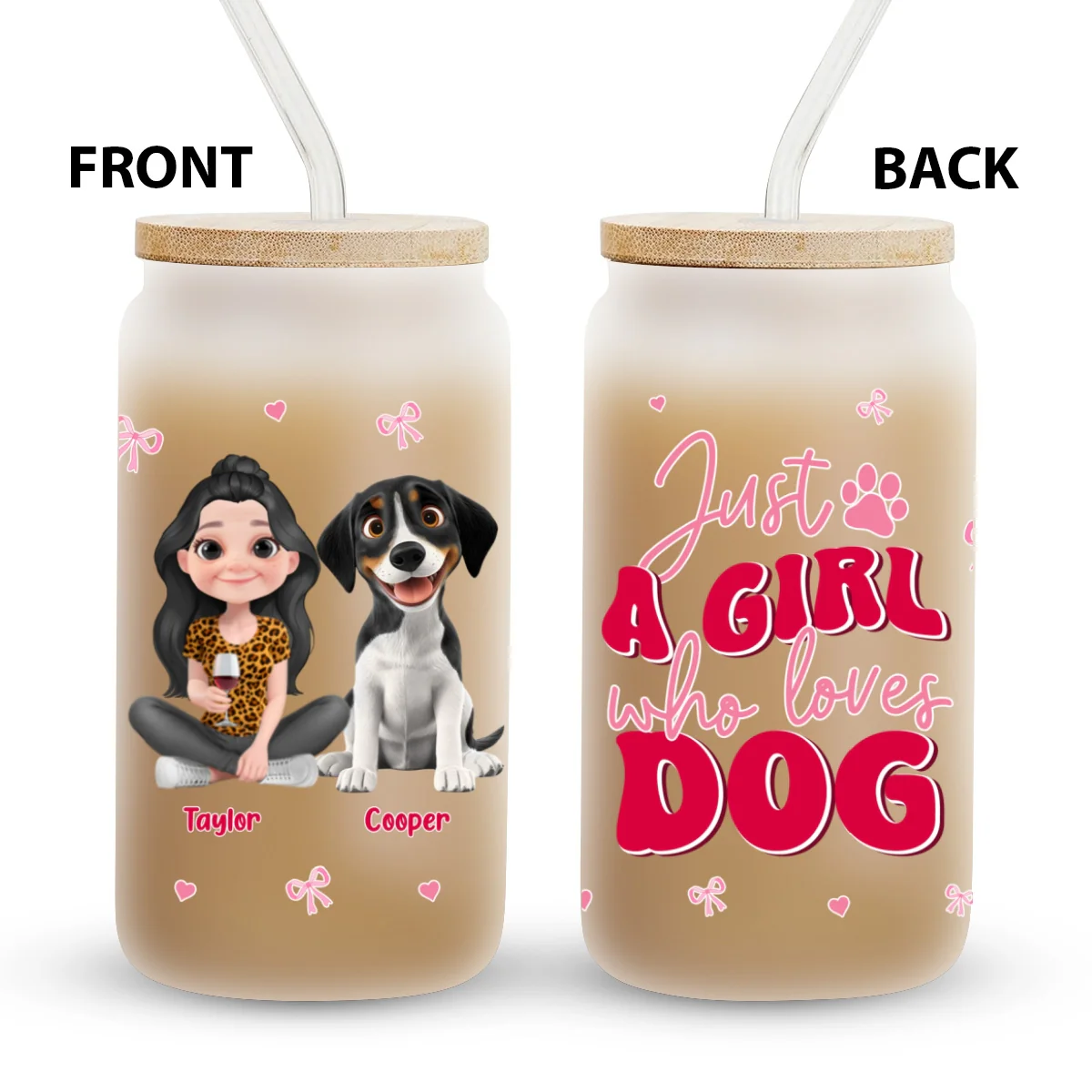 Just A Girl - Personalized Custom Glass Can - Image 5