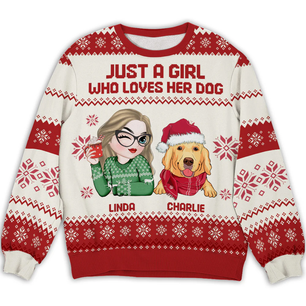 Just A Girl Red Cartoon - Personalized Custom All-Over-Print Sweatshirt