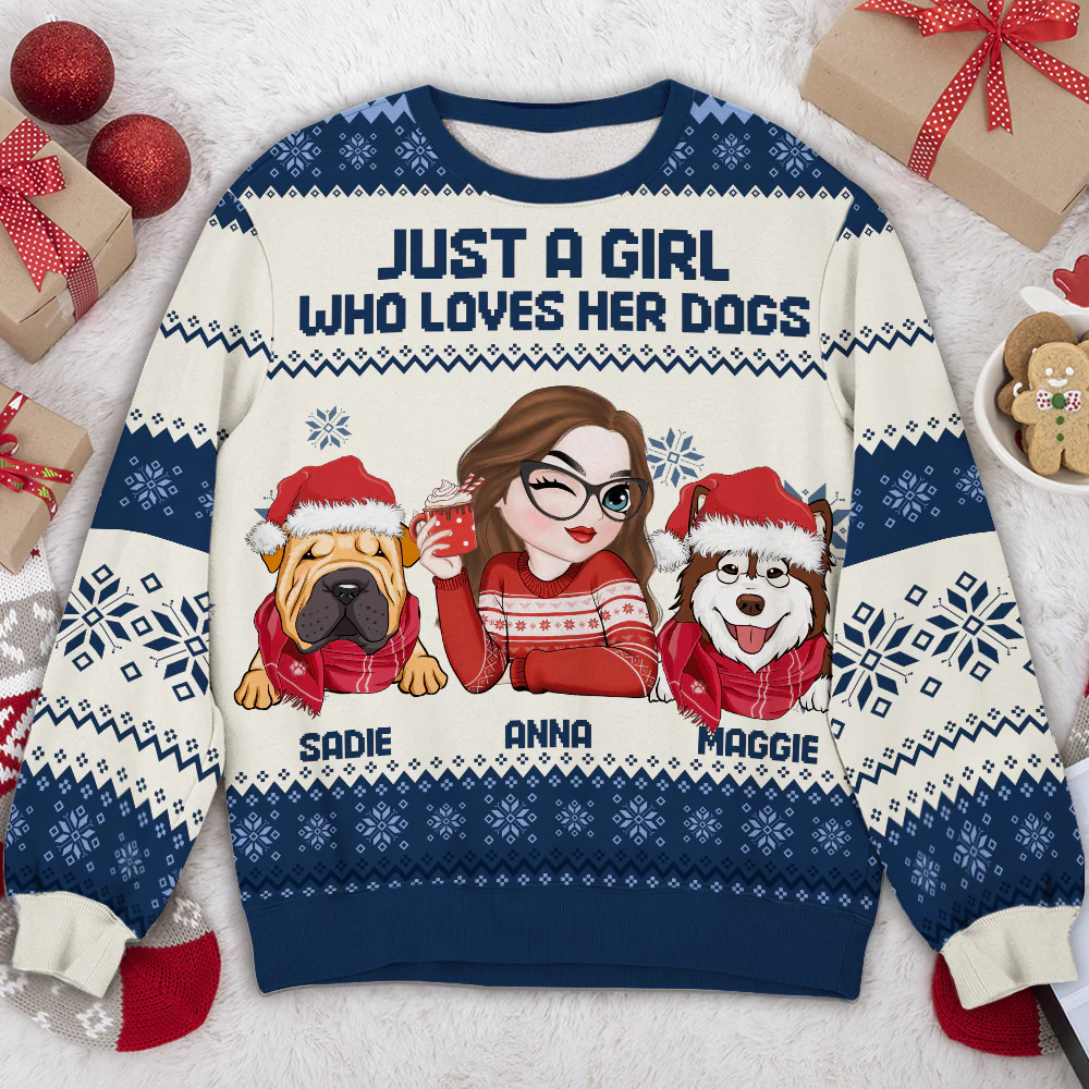Just A Girl Red Cartoon - Personalized Custom All-Over-Print Sweatshirt - Image 2