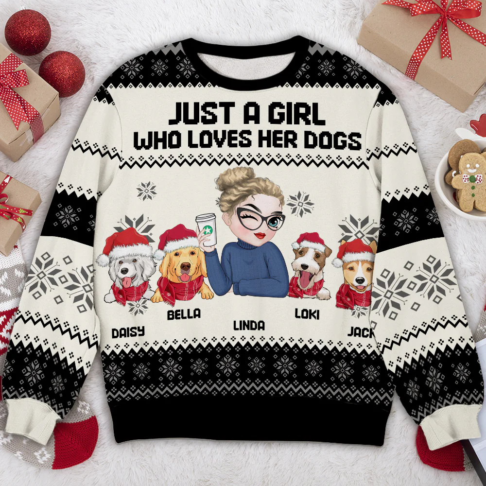 Just A Girl Red Cartoon - Personalized Custom All-Over-Print Sweatshirt - Image 3