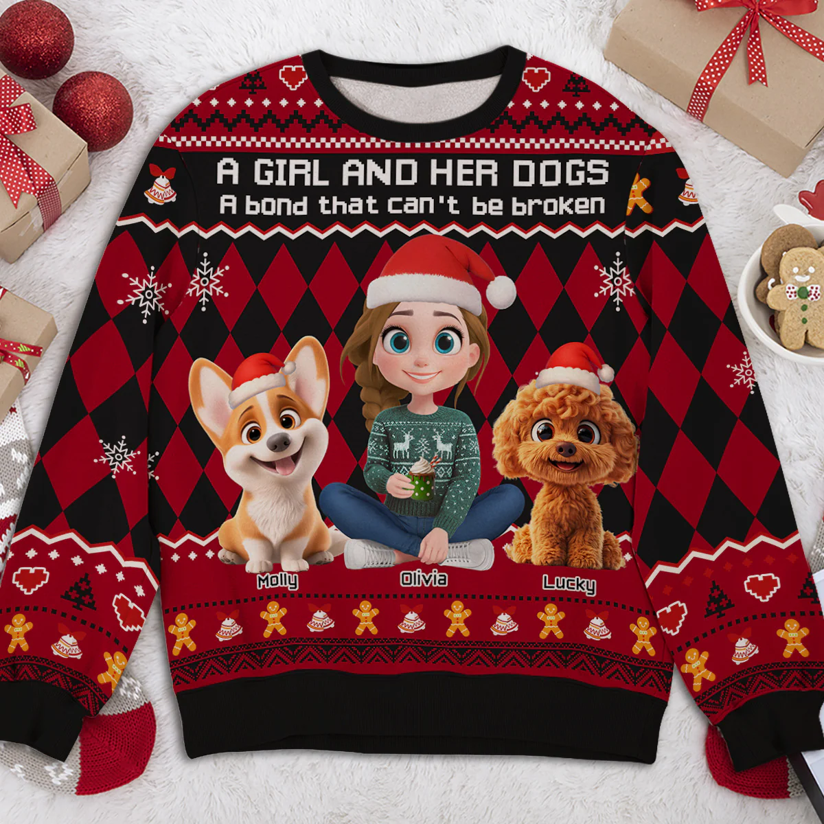 Just A Girl Who Loves Her Dog Christmas - Personalized Custom All-Over-Print Sweatshirt - Image 3
