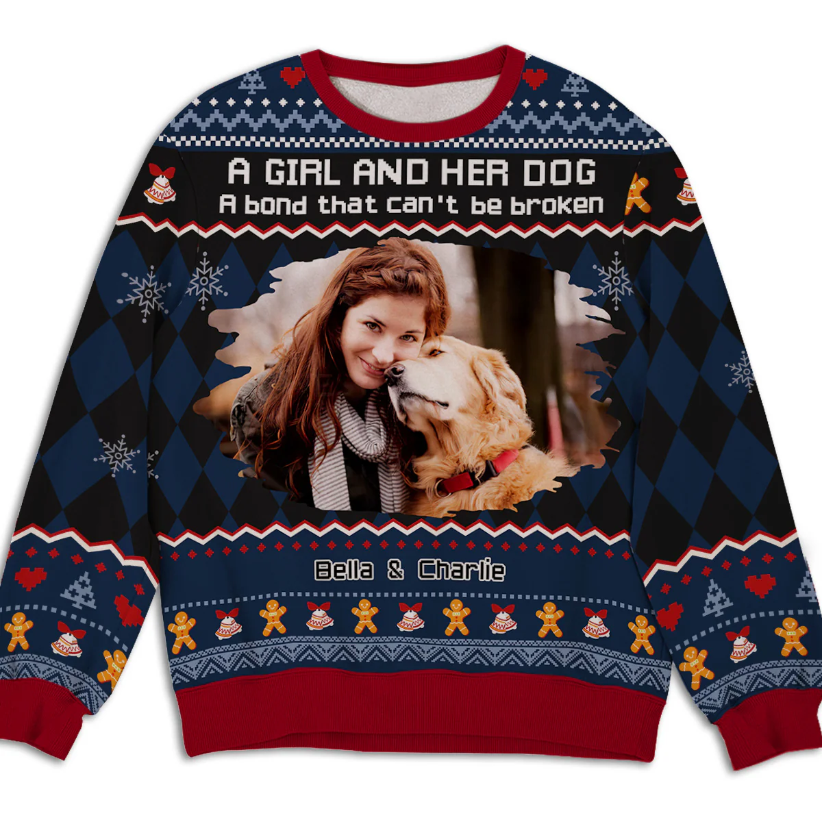 Just A Girl Who Loves Her Dog Christmas Photo - Personalized Custom All-Over-Print Sweatshirt