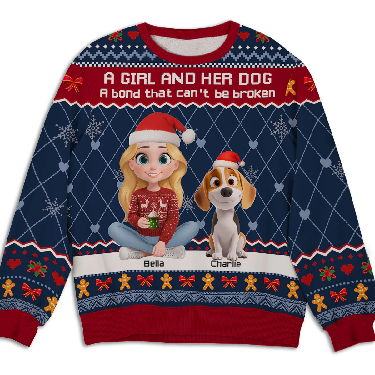 Just A Girl Who Loves Her Dog Christmas Ver 2 - Personalized Custom All-Over-Print Sweatshirt