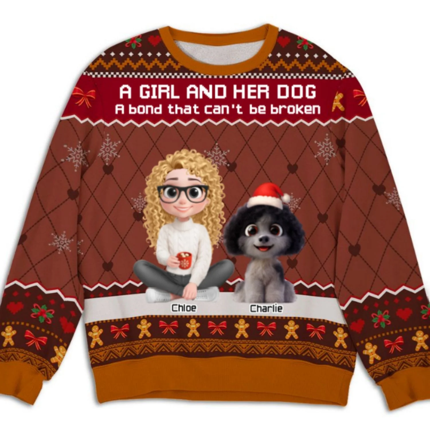 Just A Girl Who Loves Her Dog Christmas Ver 2 - Personalized Custom All-Over-Print Sweatshirt - Image 7
