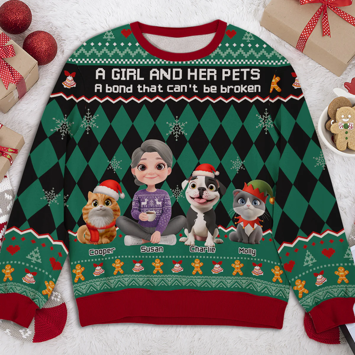 Just A Girl Who Loves Her Pet Christmas - Personalized Custom All-Over-Print Sweatshirt - Image 4