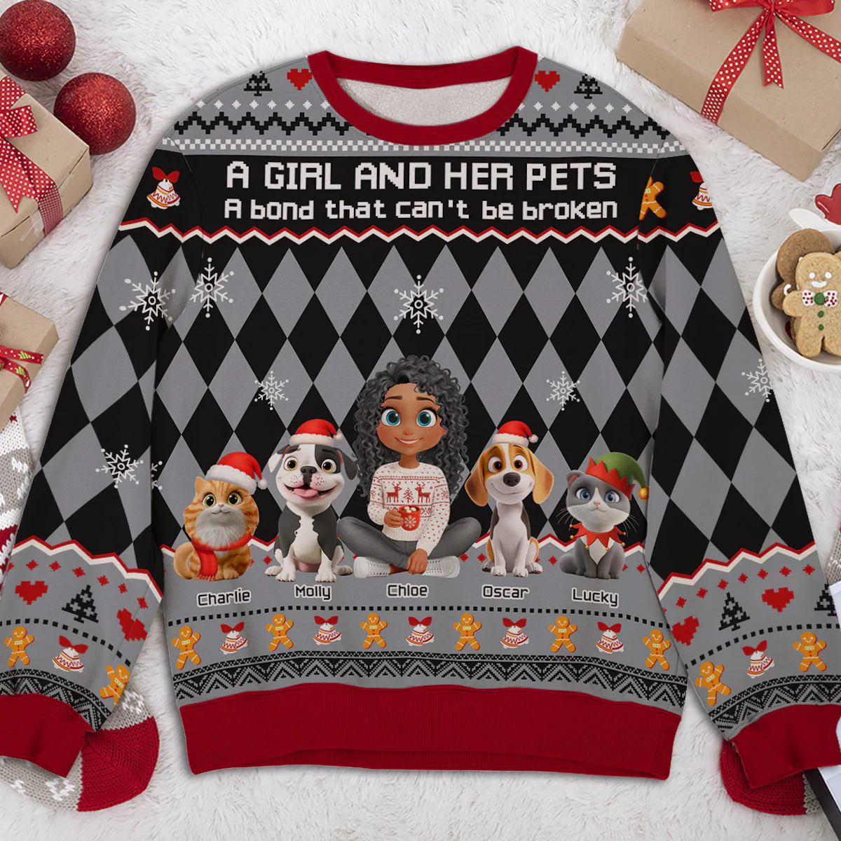Just A Girl Who Loves Her Pet Christmas - Personalized Custom All-Over-Print Sweatshirt - Image 5