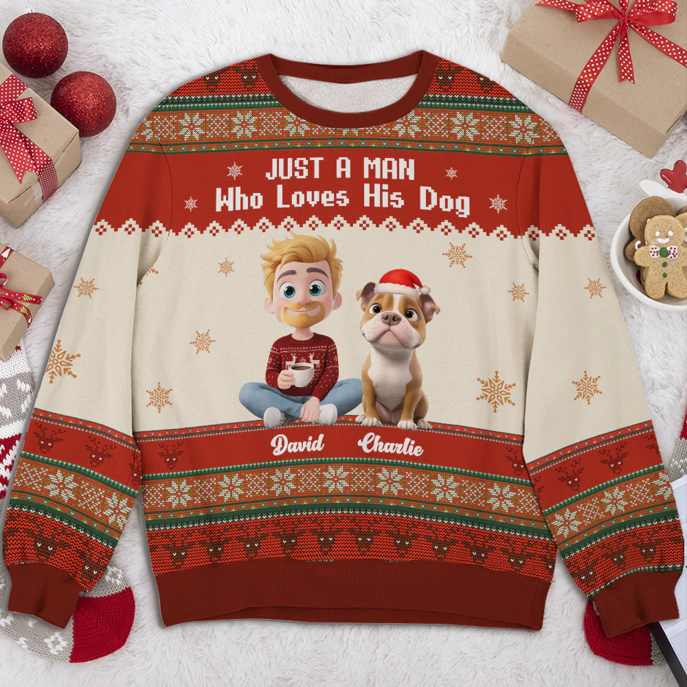 Just A Man And His Handsome Dogs - Personalized Custom All-Over-Print Sweatshirt