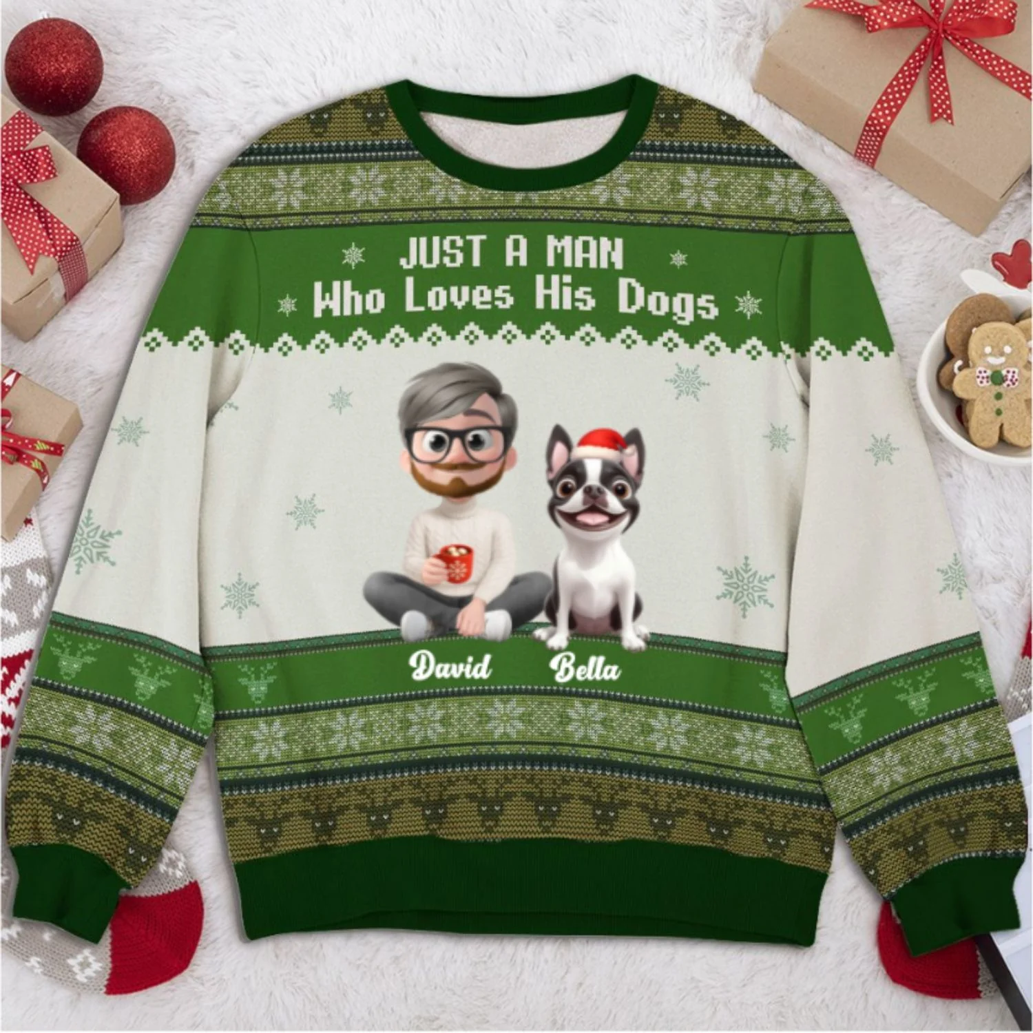 Just A Man And His Handsome Dogs - Personalized Custom All-Over-Print Sweatshirt - Image 6