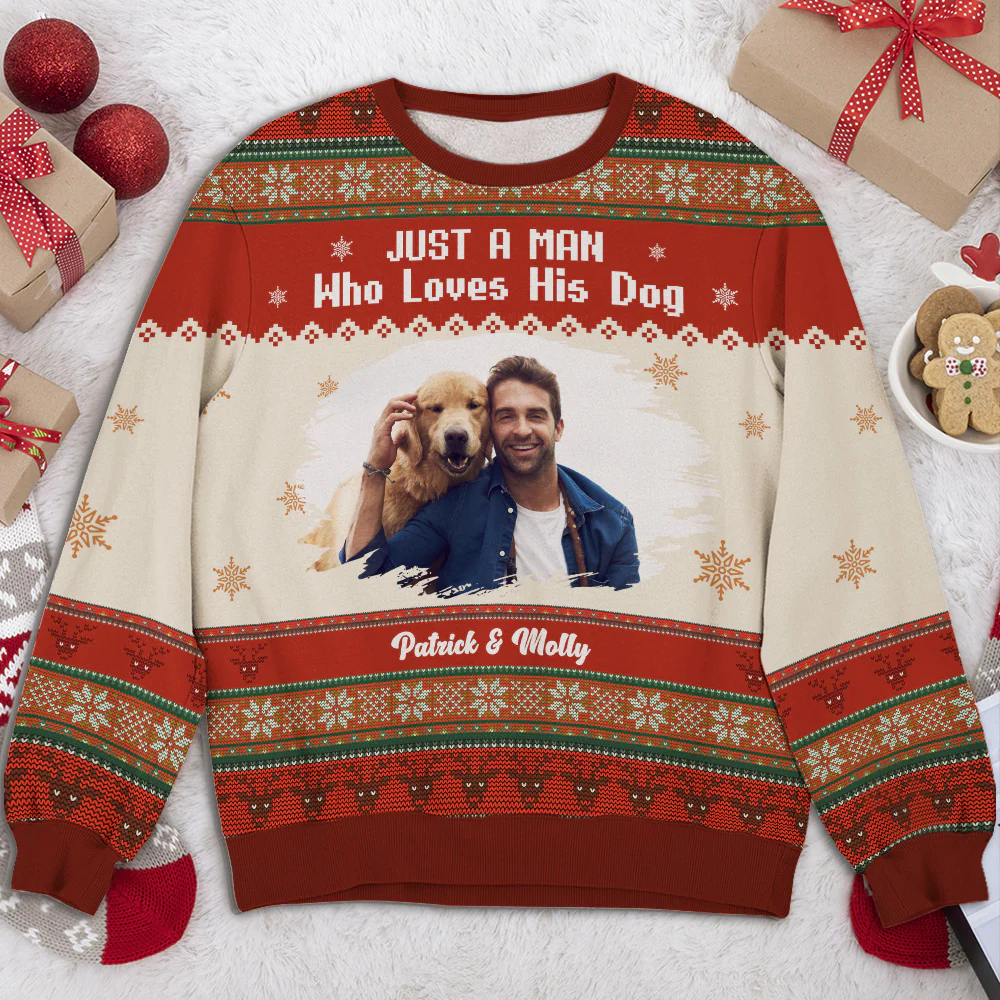 Just A Man And His Handsome Dogs Photo - Personalized Custom All-Over-Print Sweatshirt