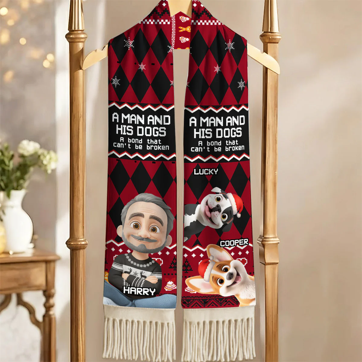 Just A Man Who Loves His Dog Christmas 2025 - Personalized Custom Scarf - Image 2