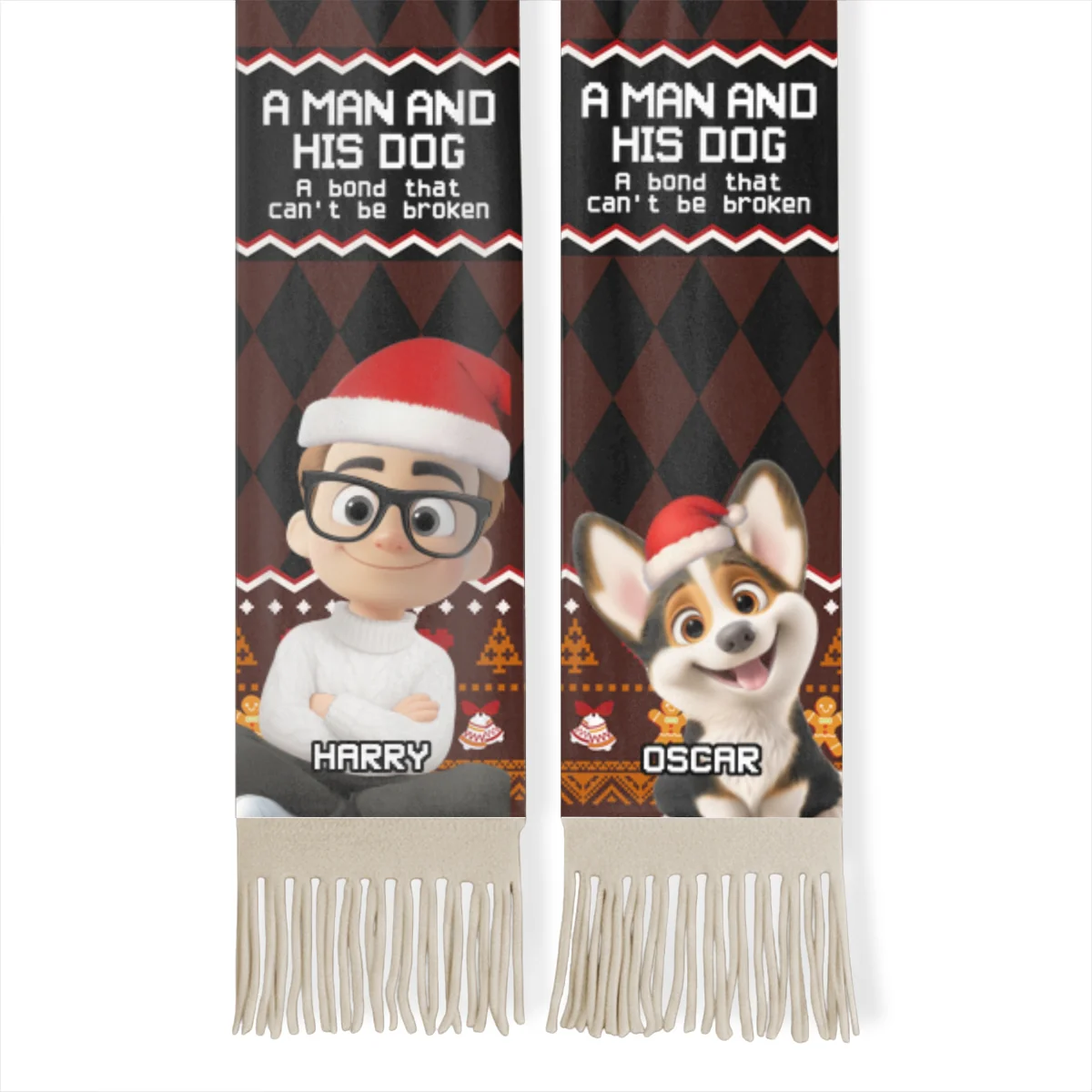 Just A Man Who Loves His Dog Christmas 2025 - Personalized Custom Scarf - Image 7