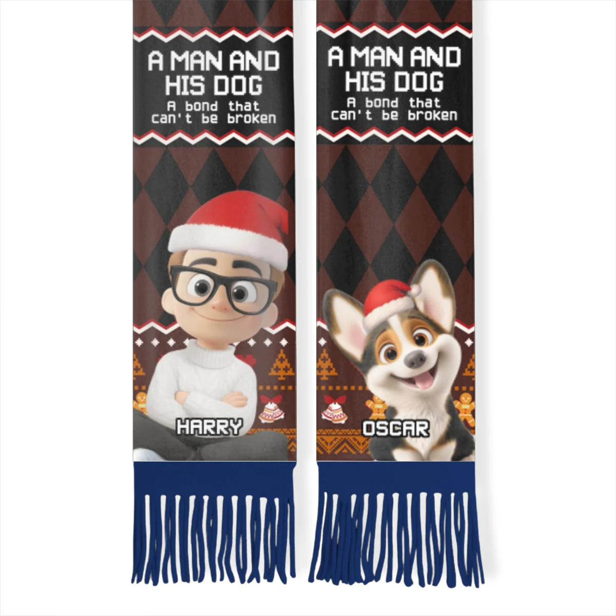 Just A Man Who Loves His Dog Christmas 2025 - Personalized Custom Scarf - Image 9