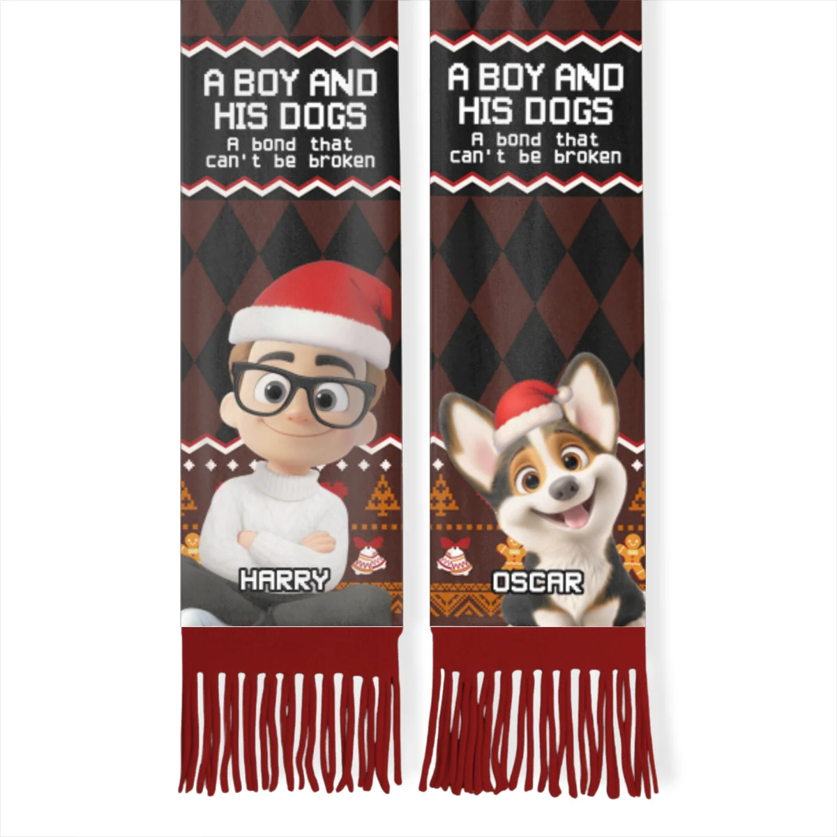 Just A Man Who Loves His Dog Christmas - Personalized Custom Scarf - Image 9