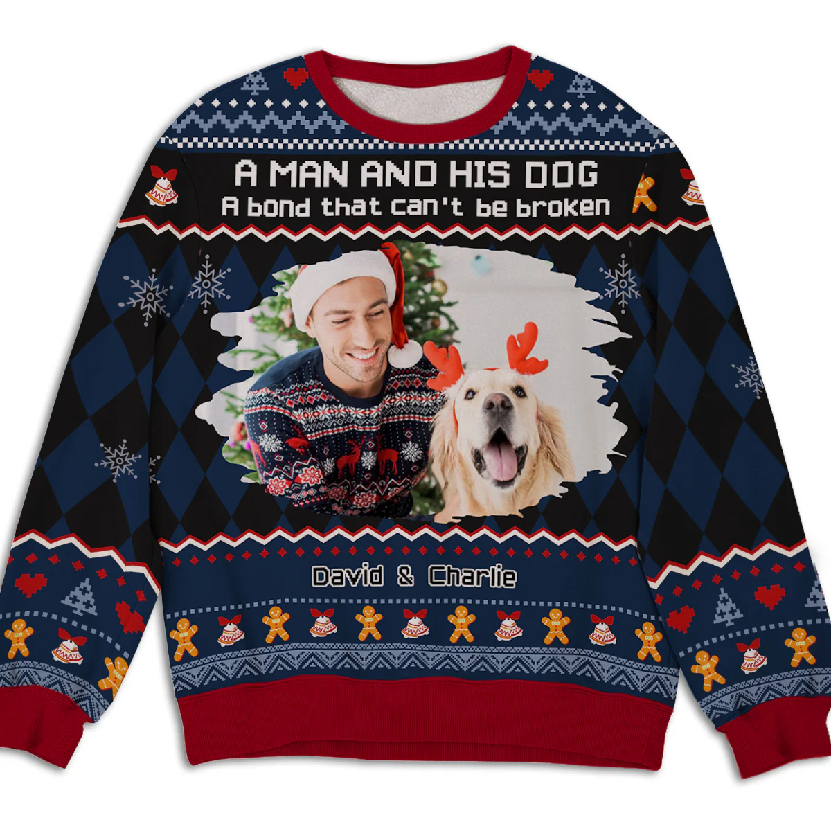 Just A Man Who Loves His Dog Christmas Photo - Personalized Custom All-Over-Print Sweatshirt