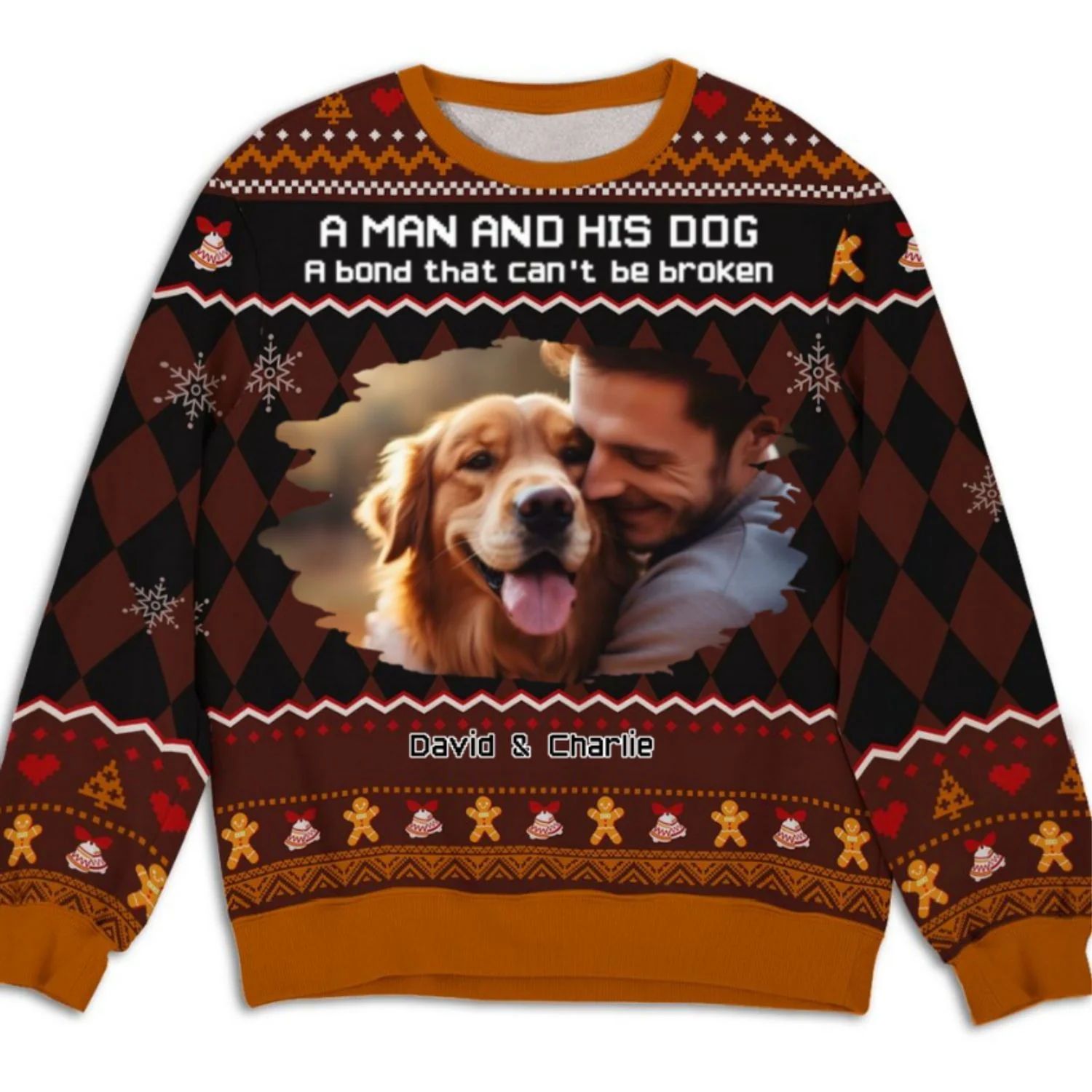 Just A Man Who Loves His Dog Christmas Photo - Personalized Custom All-Over-Print Sweatshirt - Image 2