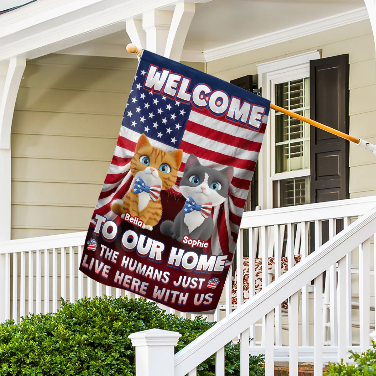 Just Live Here With American Cats - Personalized Custom Flag - Image 2