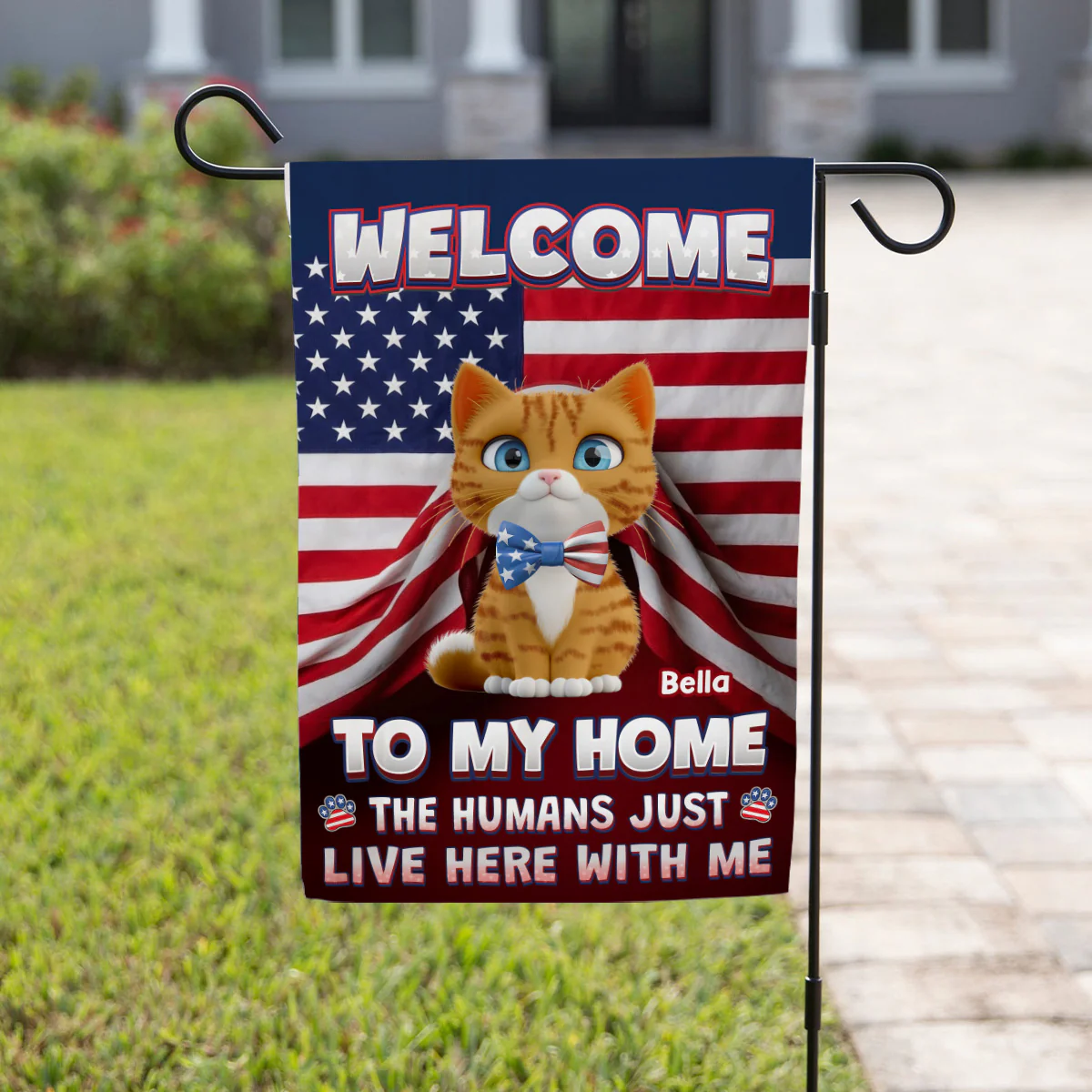 Just Live Here With American Cats - Personalized Custom Flag - Image 3