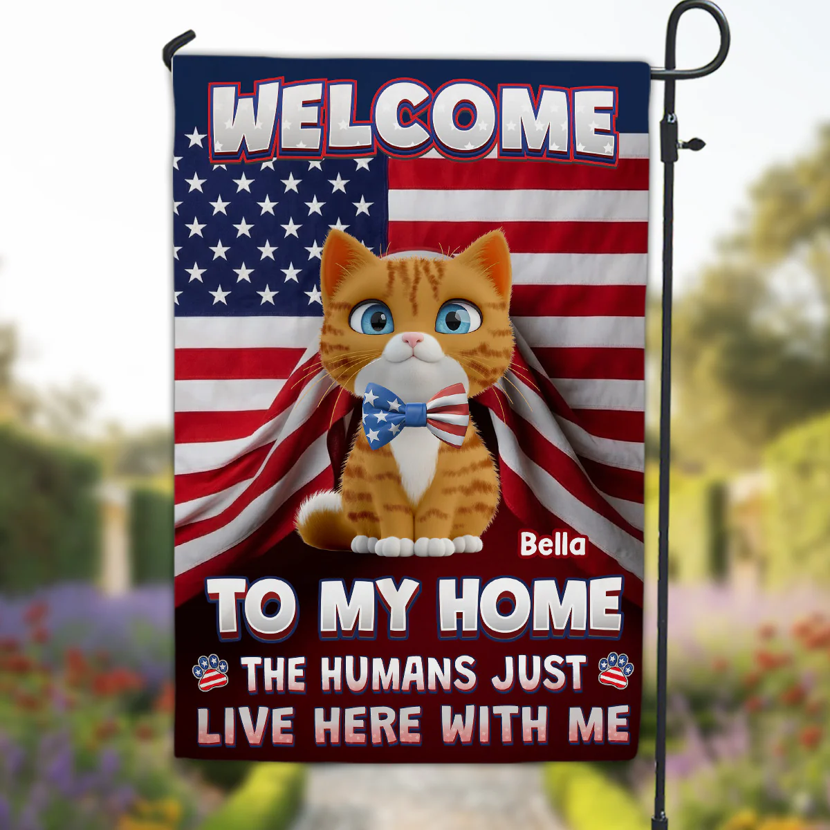 Just Live Here With American Cats - Personalized Custom Flag - Image 4
