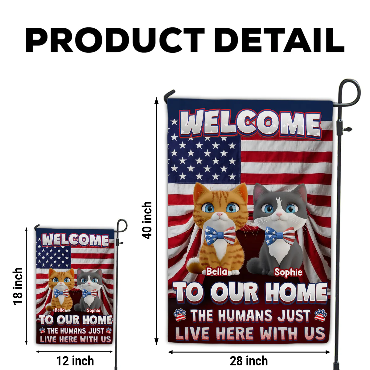 Just Live Here With American Cats - Personalized Custom Flag - Image 6