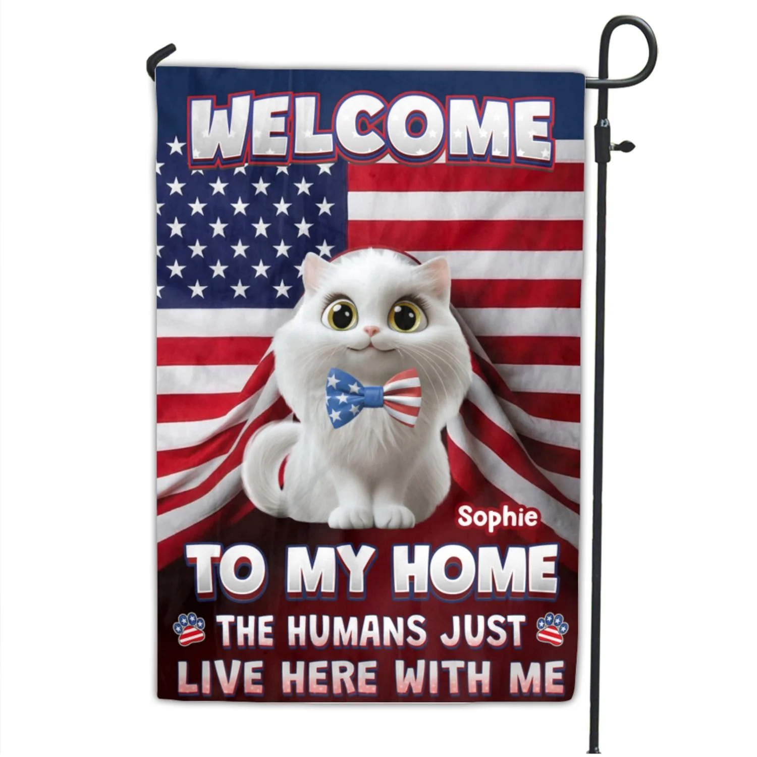Just Live Here With American Cats - Personalized Custom Flag - Image 7
