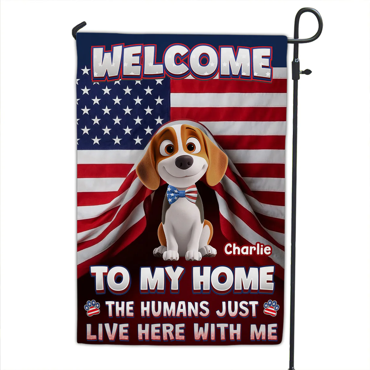 Just Live Here With American Dogs - Personalized Custom Flag