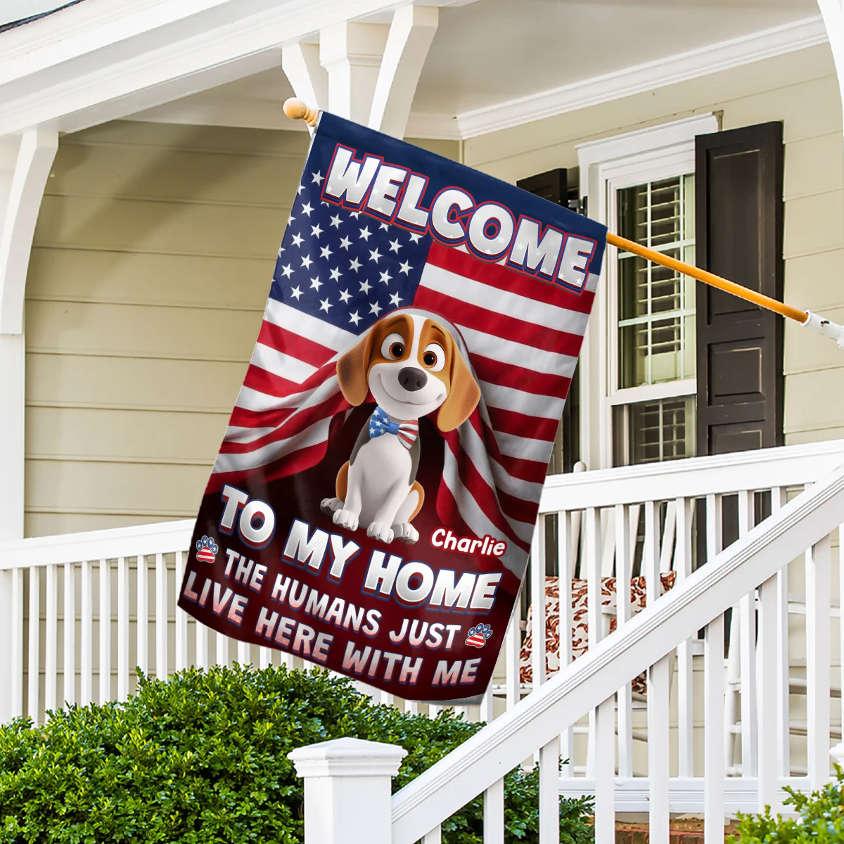 Just Live Here With American Dogs - Personalized Custom Flag - Image 2