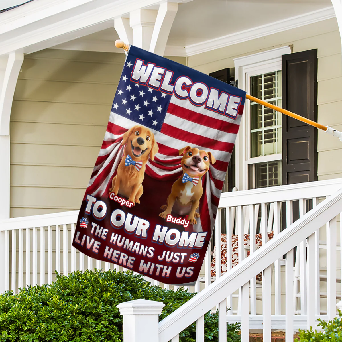 Just Live Here With American Dogs - Personalized Custom Flag - Image 5