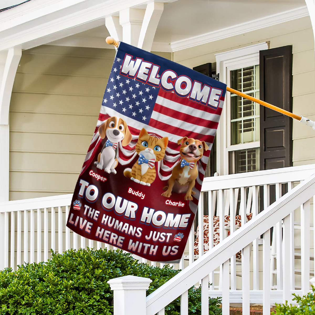 Just Live Here With American Pets - Personalized Custom Flag - Image 5