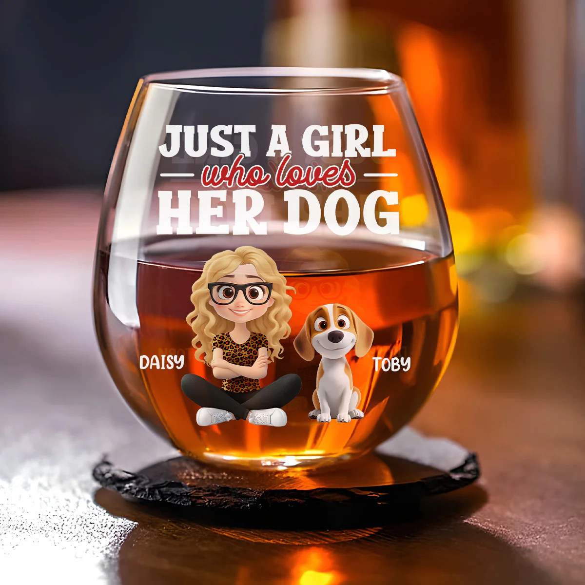 Just Love My Dog - Personalized Custom Wine Glass