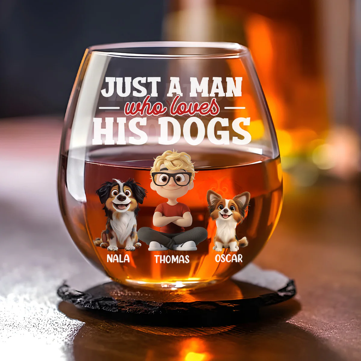 Just Love My Dog - Personalized Custom Wine Glass - Image 2