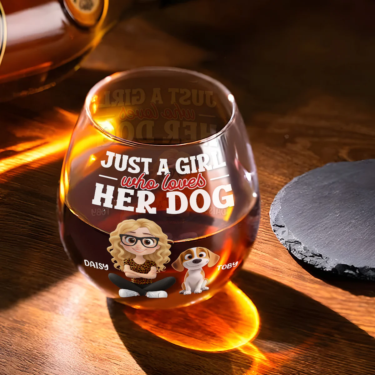 Just Love My Dog - Personalized Custom Wine Glass - Image 4