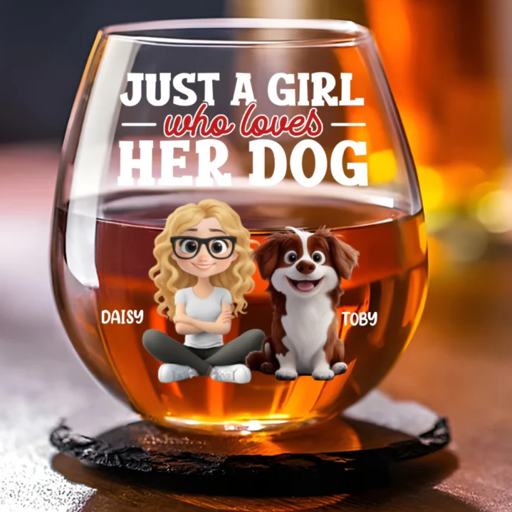 Just Love My Dog - Personalized Custom Wine Glass - Image 5