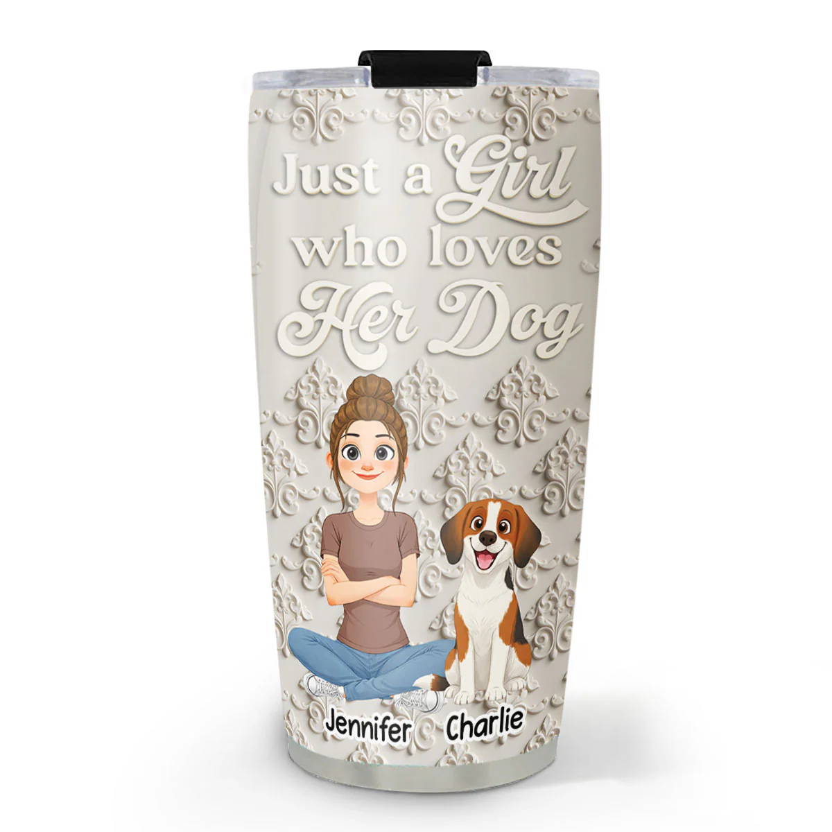 Just Me And My Dog - Personalized Custom 3D Effect Tumbler