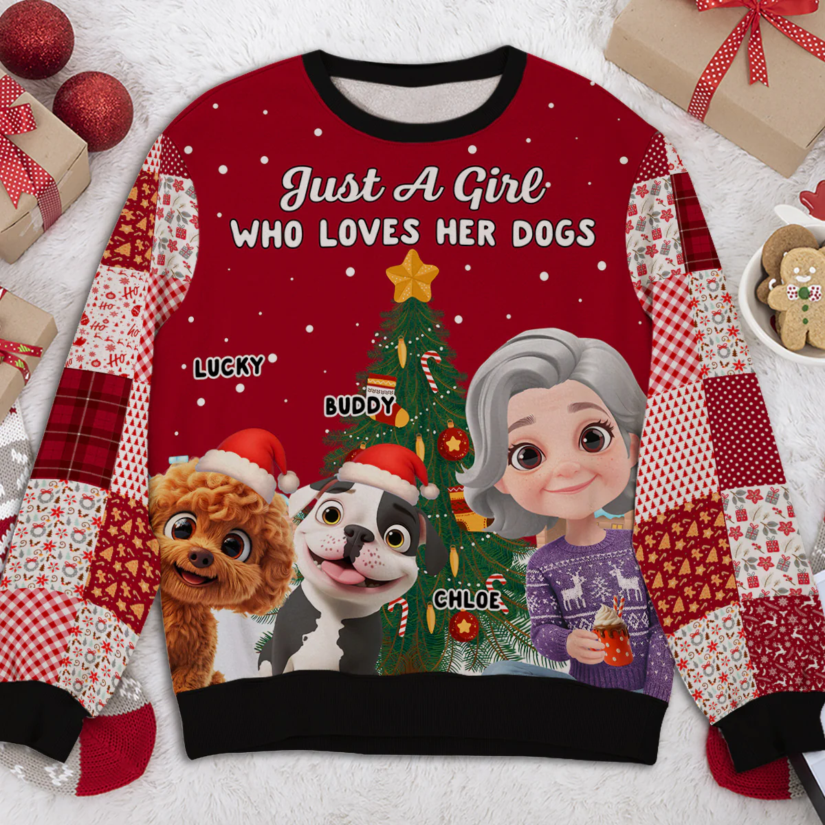 Just Me And My Dog - Personalized Custom All-Over-Print Sweatshirt - Image 2