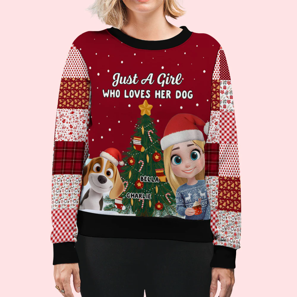 Just Me And My Dog - Personalized Custom All-Over-Print Sweatshirt - Image 3