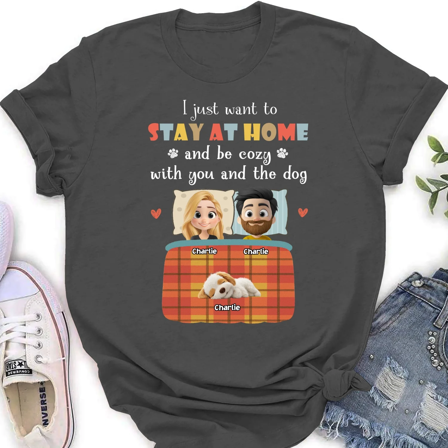 Just Want To Stay At Home - Personalized Custom Women's T-Shirt - Image 10