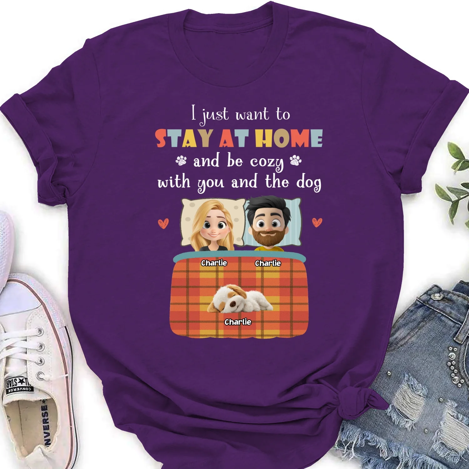 Just Want To Stay At Home - Personalized Custom Women's T-Shirt - Image 11