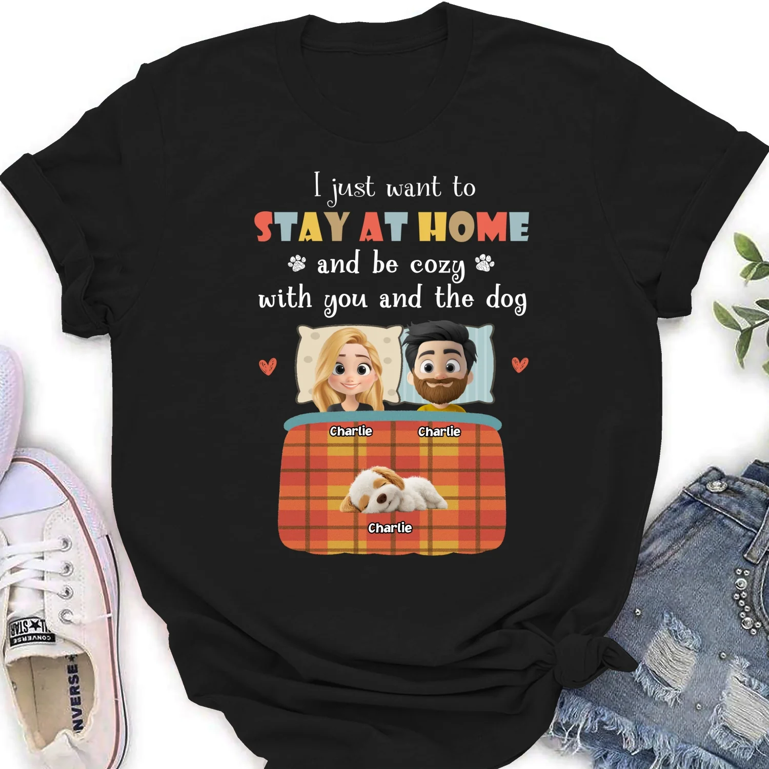 Just Want To Stay At Home - Personalized Custom Women's T-Shirt - Image 7