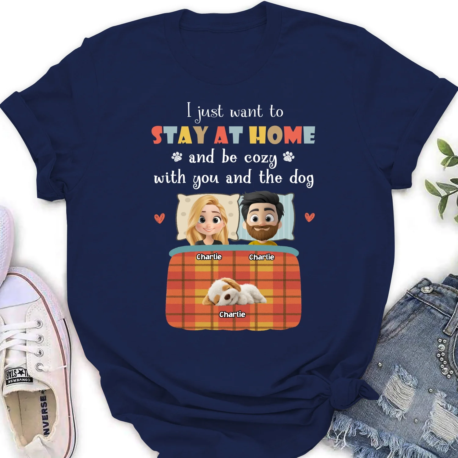 Just Want To Stay At Home - Personalized Custom Women's T-Shirt - Image 8