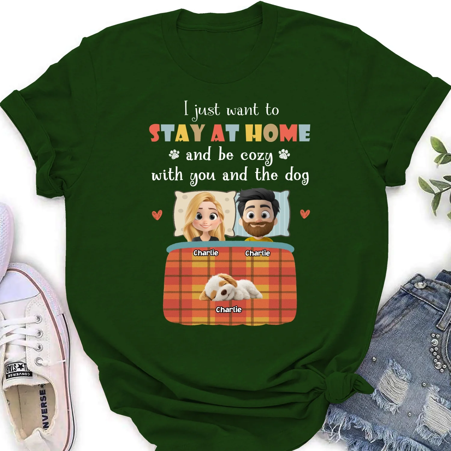 Just Want To Stay At Home - Personalized Custom Women's T-Shirt - Image 9