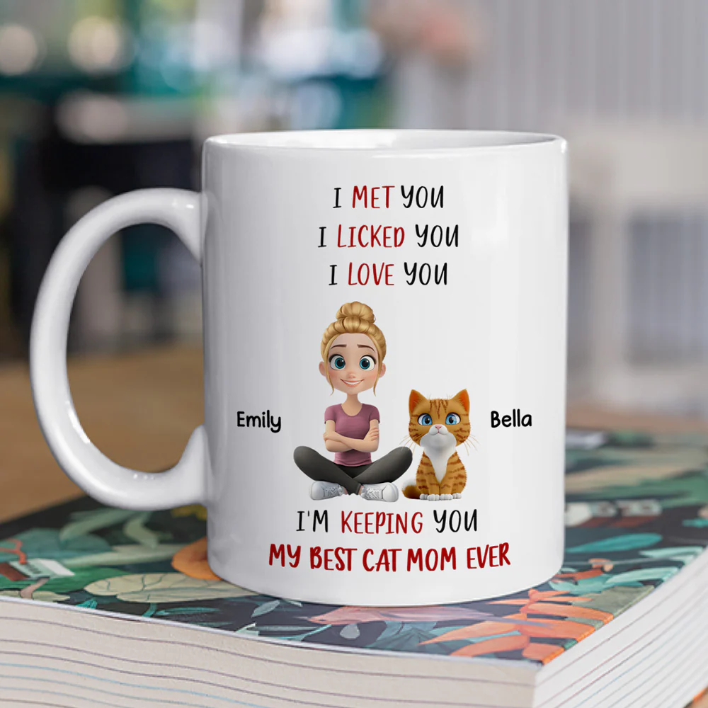 Keeping My Best Cat Mom - Personalized Custom Coffee Mug - Image 3