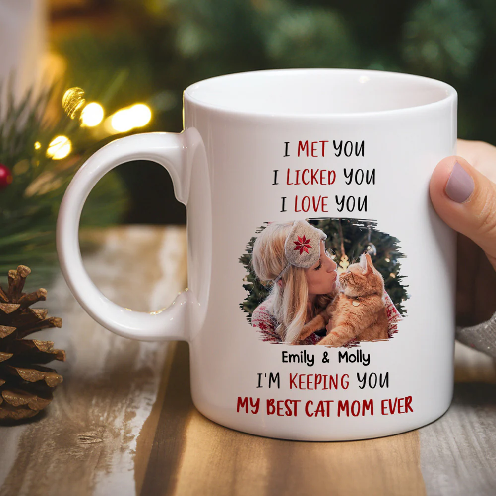 Keeping My Best Cat Mom Photo - Personalized Custom Coffee Mug - Image 3