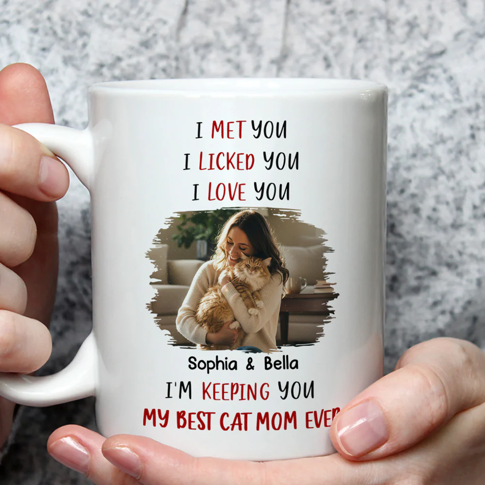 Keeping My Best Cat Mom Photo - Personalized Custom Coffee Mug - Image 4